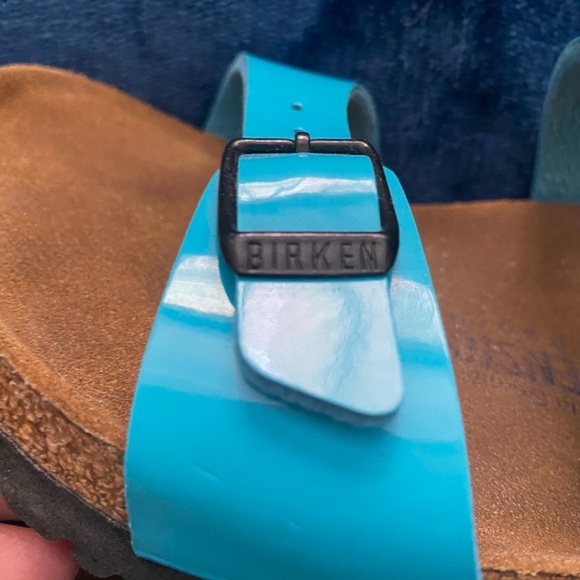 ☀️Birkenstock Arizona 6 Turquoise Patent Leather Sandals with Double Straps ☀️ - Picture 6 of 12